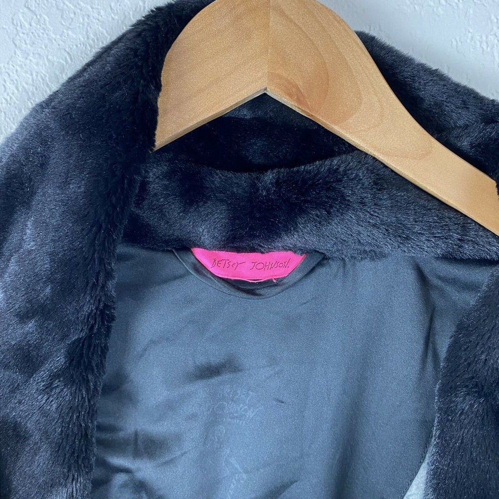 BETSEY JOHNSON Black Pink Plush ROBE CHEETAH - Picture 7 of 8